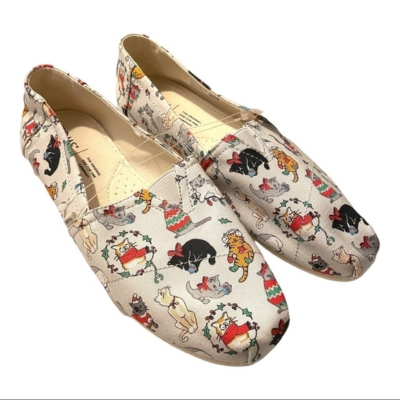 Toms Shoes - Toms Christmas Cats 6 Festive Holiday Slip On Shoes